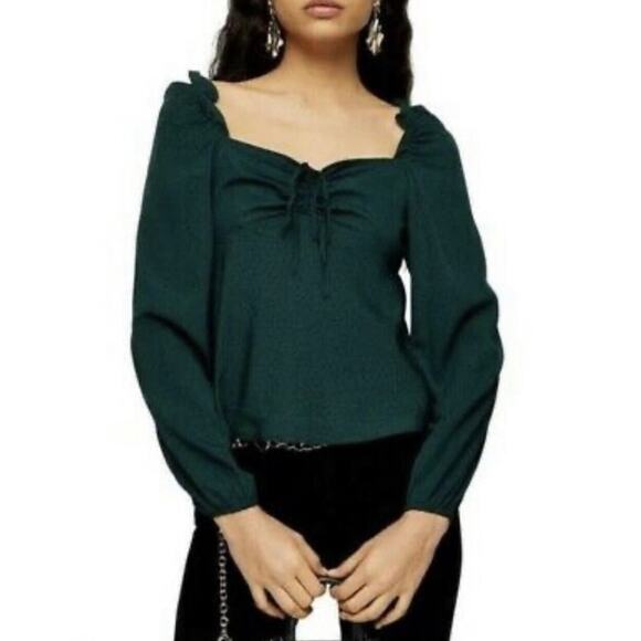 TOPSHOP POLKA DOT PRAIRIE BLOUSE SIZE 6 - Picture 1 of 8